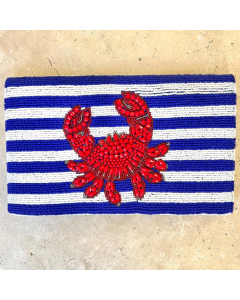 Beaded Clutch with Internal Pocket, Magnetic Clasp & Fabric Back