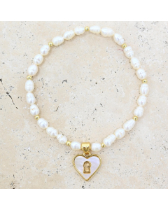 JEY-B  Gold and pearl bracelet with lock