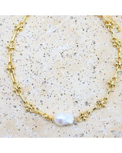 JFD-B-GD  Gold and pearl bracelet