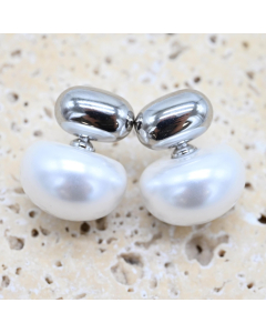 JFK-E-SV Silver and pearl earrings 