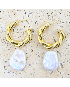 JFW-E-GD  Gold and pearl earrings 