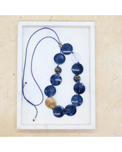 Resin acylic and metal beaded necklace