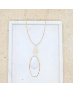 Resin wood and acrylic beads pendant necklace
