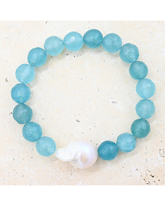 Stone and Pearl Bracelet - Aqua
